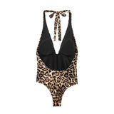 Leopard print halter neck one-piece swimsuit for women - V.I.P Digital Presence