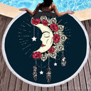 Toalla de playa redonda con estampado digital de animales de Tai Chi bohemios en 3D, ideal para natación, yoga, picnic y bikini.