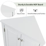 White Triangle Bathroom Storage Cabinet with Adjustable Shelves, Freestanding Floor Cabinet for Home Kitchen - V.I.P Digital Presence