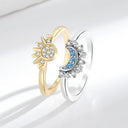 European and American personality simple design sun and moon folding ring female couple ring - V.I.P Digital Presence