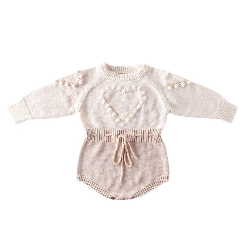 Baby handmade love sweater, knitted sweater, long sleeved jumpsuit, bag, buttocks, sweatshirt, crawling suit - V.I.P Digital Presence