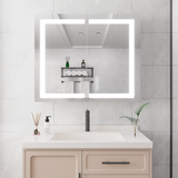 36 x 30 inch Medicine Cabinet with LED Vanity Mirror Anti-Fog  Recessed or Surface Mount Waterproof DimmableAluminum 3000K~6000K Lighted Double Door Bathroom Cabinet with Touch Switch - V.I.P Digital Presence