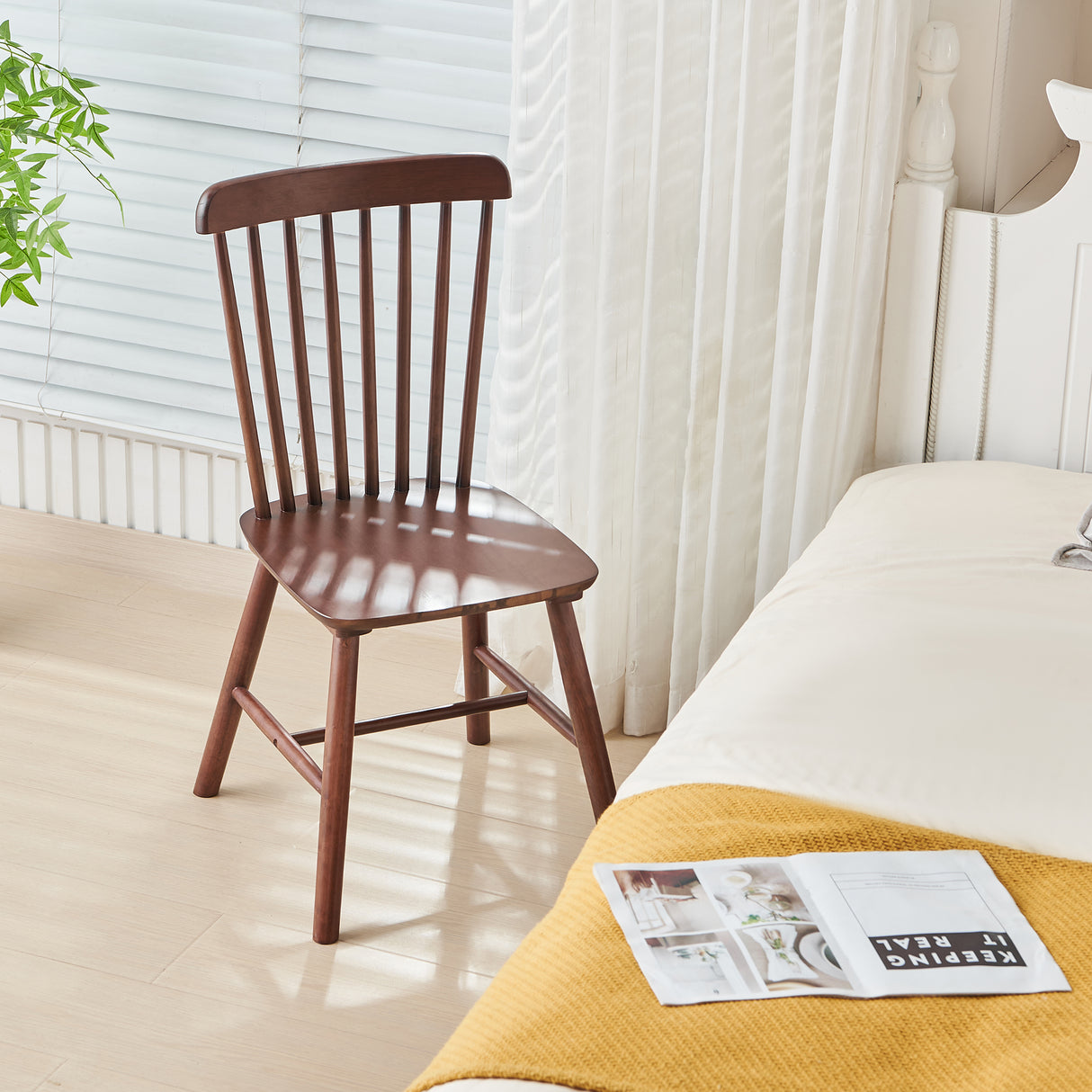 4 dining chairs, walnut wood, rubberwood material, dining chairs, solid wood chairs, solid wood dining table chairs - V.I.P Digital Presence