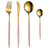 Stainless Steel Cutlery Set with Portuguese Gold Spray Painted Steak Knife, Fork, Spoon, and Tea Spoon 4-Piece Gift Pack - V.I.P Digital Presence