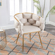 Luxury modern simple leisure velvet single sofa chair bedroom manicure table back chair beige - V.I.P Digital Presence