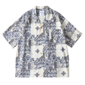 Cool bamboo knot imitation linen weave Cuban collar short sleeved shirt - V.I.P Digital Presence