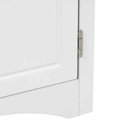 White Triangle Bathroom Storage Cabinet with Adjustable Shelves, Freestanding Floor Cabinet for Home Kitchen - V.I.P Digital Presence