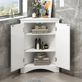 White Triangle Bathroom Storage Cabinet with Adjustable Shelves, Freestanding Floor Cabinet for Home Kitchen - V.I.P Digital Presence