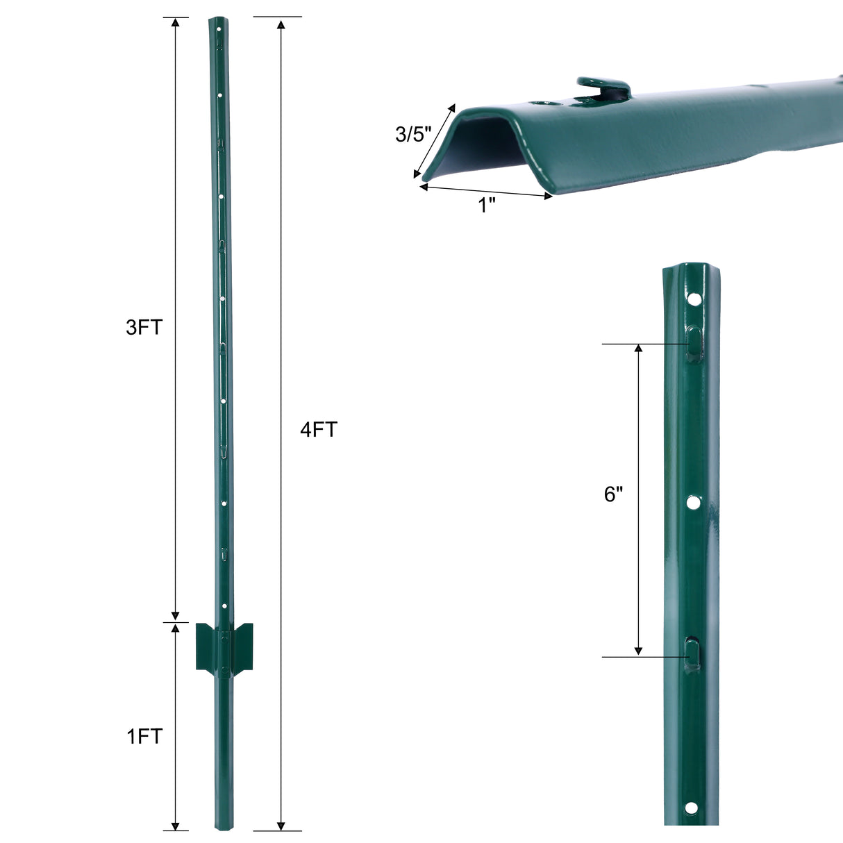 Fence post 3-foot-10 pack, heavy-duty metal fence post with U-shaped groove - V.I.P Digital Presence