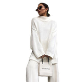Knitted pullover loose irregular thick sweater high neck knitted sweater - V.I.P Digital Presence