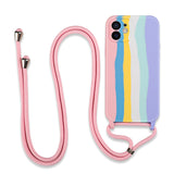 Funda para teléfono móvil Apple 13 Pro con cordón de silicona arcoíris, compatible con el 11 Pro, funda anticaídas con todo incluido. 