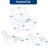 Large Manual Recliner Chair in Fabric for Living Room, Beige - V.I.P Digital Presence