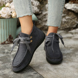 Lace-up Suede Single Shoes for Women Thick Sole Cloth Shoes - V.I.P Digital Presence