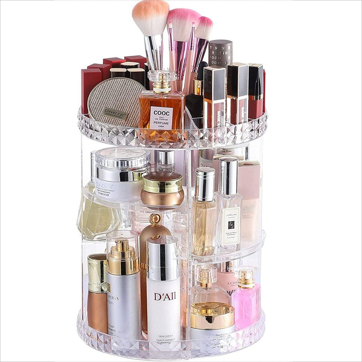 Rotating cosmetic storage box transparent desktop display rack dressing table makeup brush skincare product storage rack - V.I.P Digital Presence