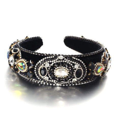 Fashionable Baroque Retro Inlaid Colored Water Diamond Sponge Head Hoop - V.I.P Digital Presence