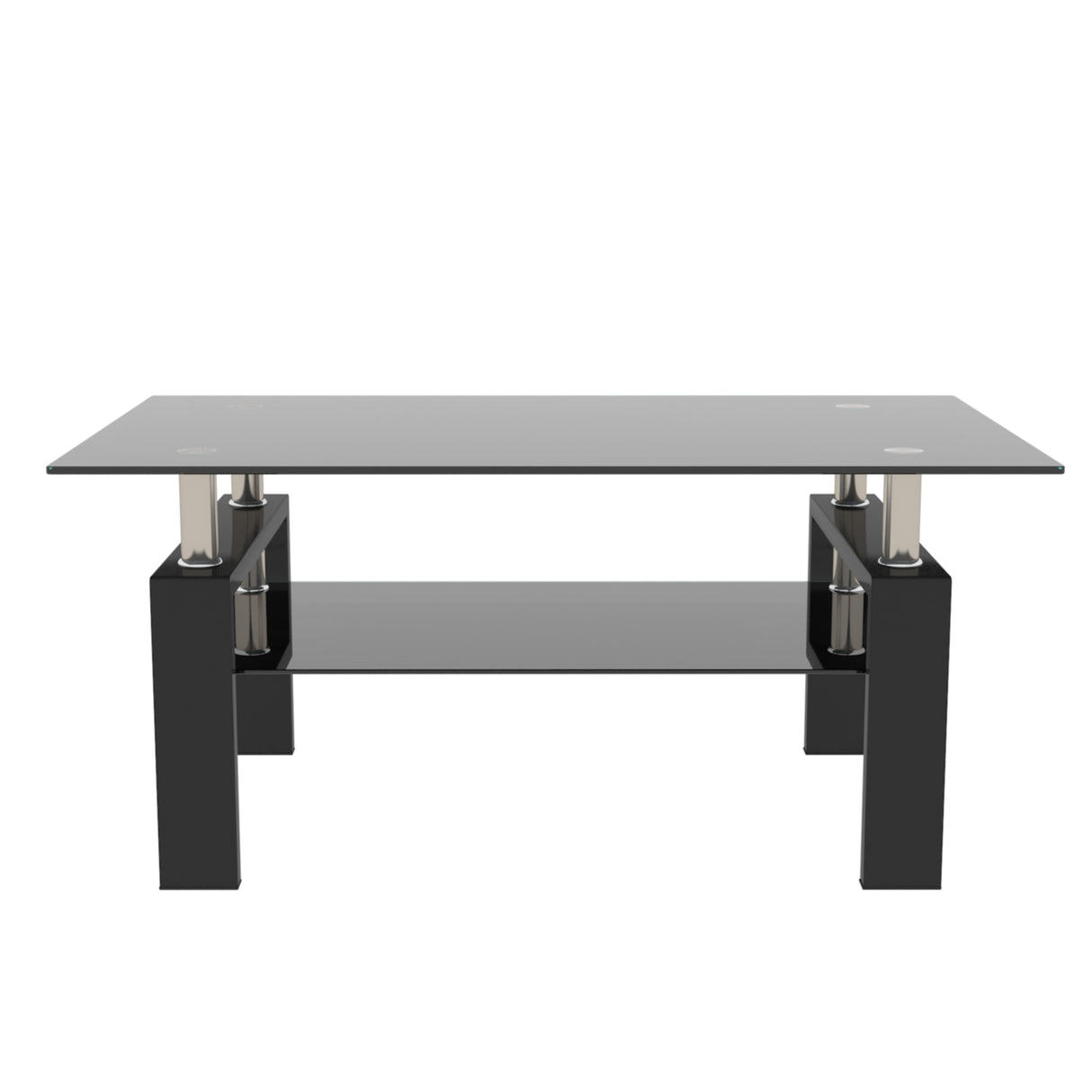 Rectangle Black Glass Coffee Table  Clear Coffee Table Modern Side Center Tables for Living Room Living Room Furniture - V.I.P Digital Presence