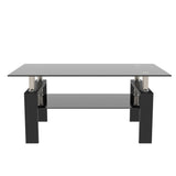 Rectangle Black Glass Coffee Table  Clear Coffee Table Modern Side Center Tables for Living Room Living Room Furniture - V.I.P Digital Presence
