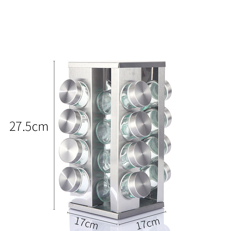 Kitchen articles rotating seasoning rack domestic rotating seasoning tank stainless iron spices seasoning box set - V.I.P Digital Presence