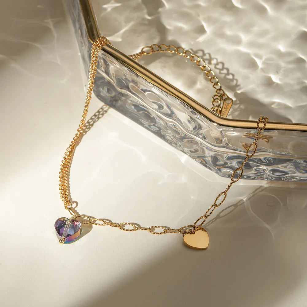 Stainless Steel Synthetic Crystal Heart Anklet Bracelet - V.I.P Digital Presence