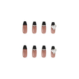 Black French Long Wearing Nail Rhinestone Love Chain Removable Fake Nail Nail Piece Nail Sticker Manicure Nail - V.I.P Digital Presence
