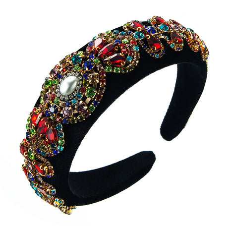 Hair Hoop Heavy Craft Retro Palace Feng Shui Drill Sponge Head Hoop Wide Side Baroque High Skull Top Hair Accessories - V.I.P Digital Presence