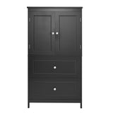 Bathroom Storage Cabinet, Cabinet with Two Doors and Drawers, Adjustable Shelf, MDF Board, Black - V.I.P Digital Presence