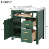 30-Inch Green Bathroom Vanity with Ceramic Sink and Ample Storage - Ideal Choice for Small Bathrooms - V.I.P Digital Presence