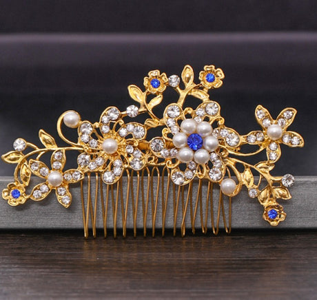 Hair comb, bridal rhinestone and pearl headdress, wedding dress accessories - V.I.P Digital Presence