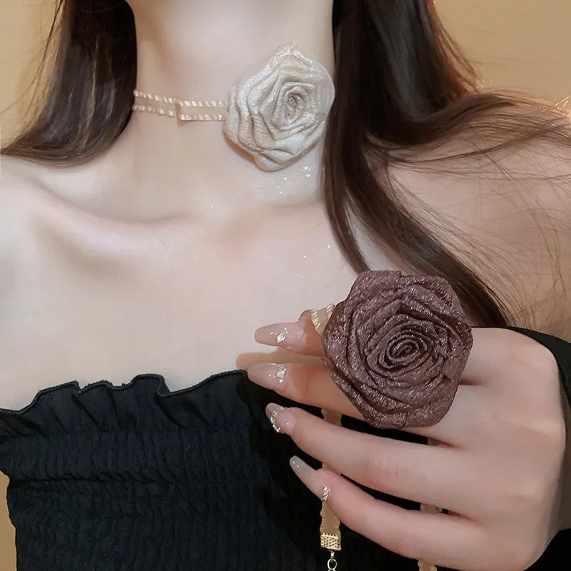 3D Rose Alloy Buckle Necklace - V.I.P Digital Presence