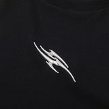 Color Block Applique Embroidery Flame Short Sleeve T-Shirt High Street Design Creative Abstract Casual Tee Men - V.I.P Digital Presence