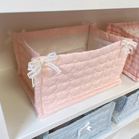 1pc Square Storage Basket: Desktop Organizer, Korean Quilted Design, Cute Storage Frame for Home Decor - V.I.P Digital Presence