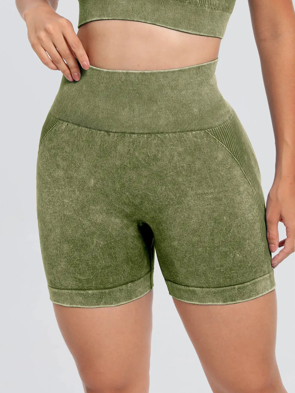 Washed High Waist Active Shorts - V.I.P Digital Presence