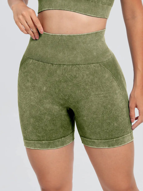 Washed High Waist Active Shorts - V.I.P Digital Presence