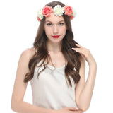 Bohemian Beach Rose Blossom Hair Hoop Bride Flower Ring Hair Strap - V.I.P Digital Presence