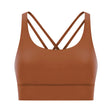 Cross back yoga bra brushed bare high-strength shock-absorbing gathering sports vest for women - V.I.P Digital Presence