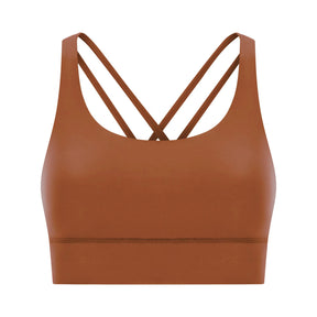 Cross back yoga bra brushed bare high-strength shock-absorbing gathering sports vest for women - V.I.P Digital Presence