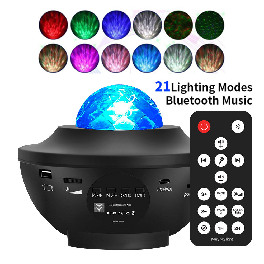 Popular Small Bowl Starry Sky Light Projection Light USB Bluetooth Music Rotating Water Ripple Starry Sky Laser Atmosphere Light - V.I.P Digital Presence