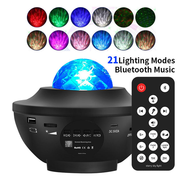 Popular Small Bowl Starry Sky Light Projection Light USB Bluetooth Music Rotating Water Ripple Starry Sky Laser Atmosphere Light - V.I.P Digital Presence