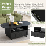 ON-TRANS flexible cream style coffee table with 2 brake wheels, drawers, large storage space,black, 39.37 '' x 23.6 '' - V.I.P Digital Presence