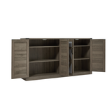 65-Inch Slate Gray Faux Rattan Sideboard with Barn Doors Rustic Sideboard, 4-Door Storage for Living Room, Entryway, Bedroom - V.I.P Digital Presence