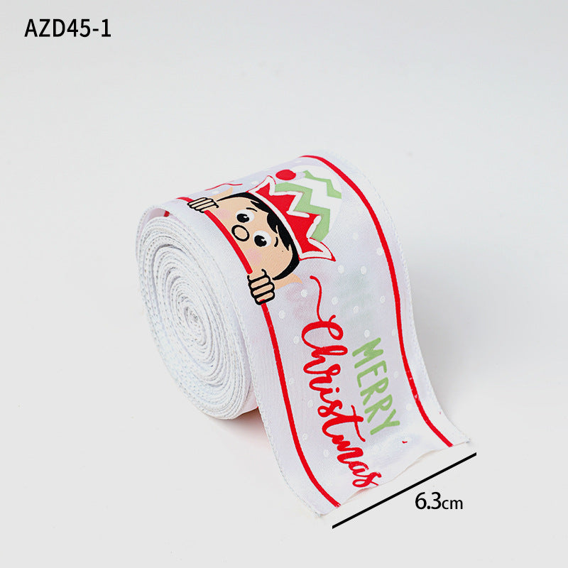 Christmas decoration ribbon, cedar pattern printed ribbon, bow tie, Christmas decoration ribbon, holiday ribbon - V.I.P Digital Presence