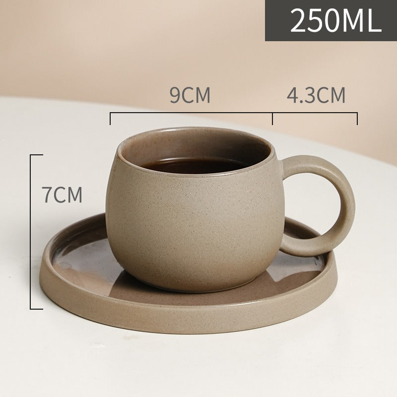 Coffee mug set ceramic retro stoneware Japanese mug and saucer combination - V.I.P Digital Presence