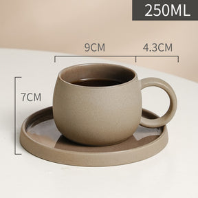 Coffee mug set ceramic retro stoneware Japanese mug and saucer combination - V.I.P Digital Presence