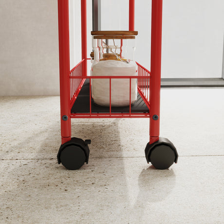 Red 6-story rolling cart gap kitchen ultra-thin sliding out storage tower shelf with wheels, 6 baskets - V.I.P Digital Presence