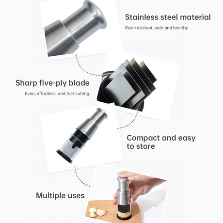 Stainless Steel Manual Kitchen Chopper (for garlic, ginger, herbs, nuts) - V.I.P Digital Presence