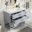36" Bathroom Vanity Cabinet with Sink Combo Set, Undermount Resin Sink, Free Standing Vanity Set with 4 Drawers Blue - V.I.P Digital Presence