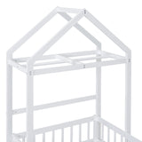 Wooden Twin Size Children's Bed with Detachable Headboard and Integrated Clothes Drying Rack, White - V.I.P Digital Presence