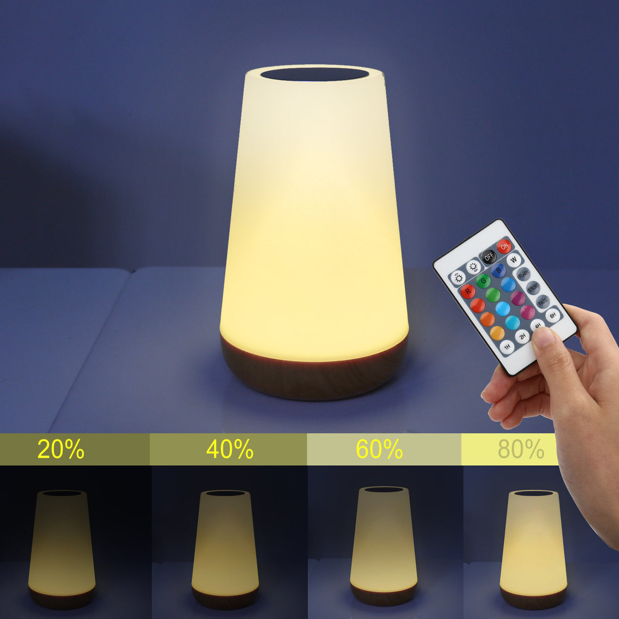 Wood grain remote control touch night light creative pat table lamp bedroom bedside lamp rainbow atmosphere light - V.I.P Digital Presence