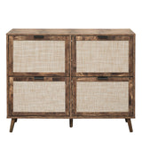 4 Door Shoe Rack, Freestanding Modern Shoe Storage Cabinet, for Entryway - V.I.P Digital Presence