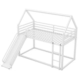 Twin over Twin House Bunk Bed with Ladder and Slide,White - V.I.P Digital Presence